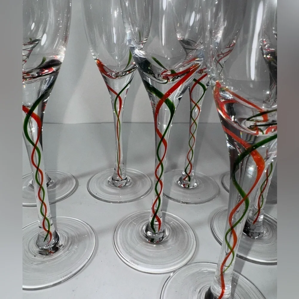 Holiday Ribbon Flute set of 8 Champagne by Lenox Crystal